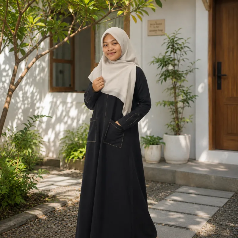 Baju Gamis Dewasa Dress Lengan V