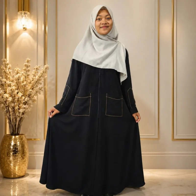 Baju Gamis Dewasa Dress Lengan V